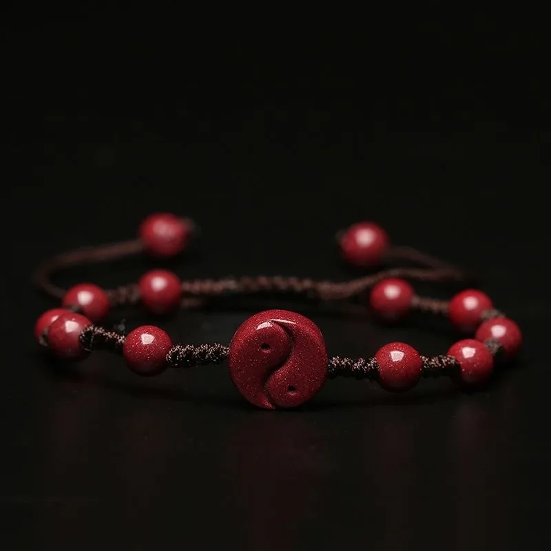 Bracelet Beaded Men - تخصيص الطبيعية الأحمر سينابار يين يانغ