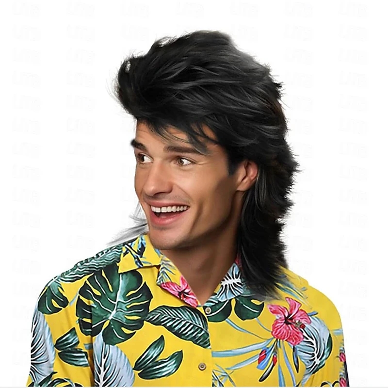 Men'S Accessories In The 80S - الرجال السود الاصطناعية الشعر البوري الباروكات