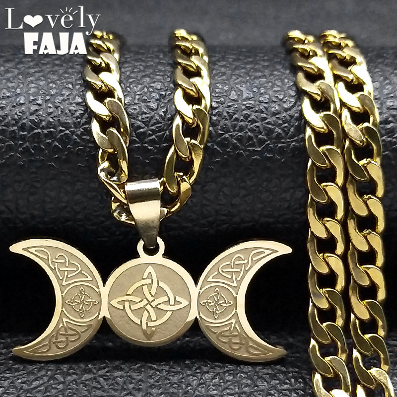 Men Accessories Aesthetic - Wicca الثلاثي القمر الهلال آلهة الساحرة