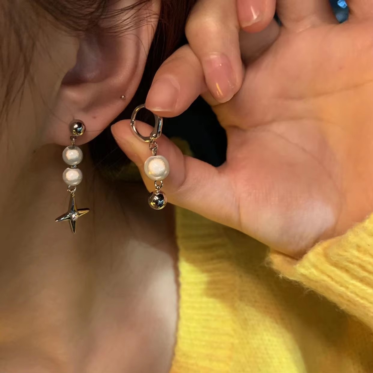 أقراط متدلية عبر النجوم للرجال - مراجعة Men Accessories Aesthetic وسعره