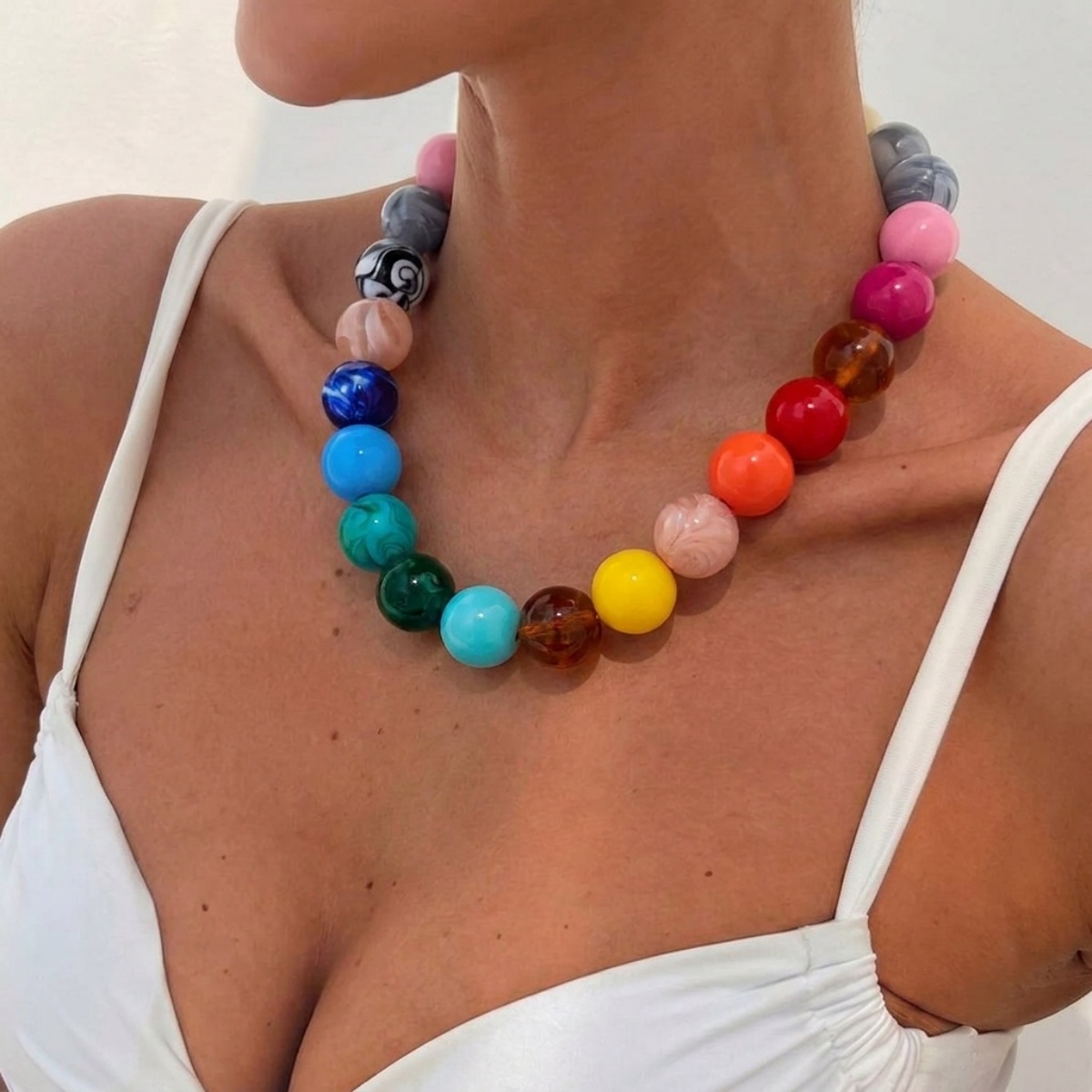 قلادة كبيرة مستديرة من الخرز ا - مراجعة Men Accessories Aesthetic وسعره