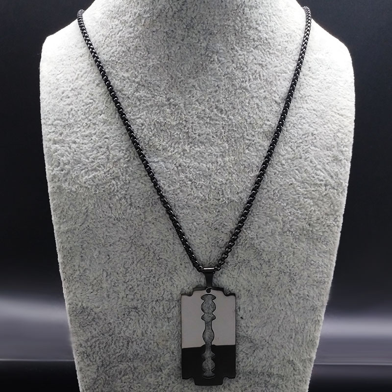 القوطية شفرة الحلاقة قلادة الق - مراجعة Men Accessories Aesthetic وسعره